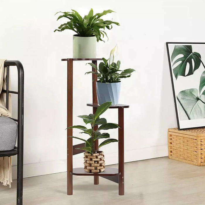 Vibe Geeks 3 Tier Bamboo Corner Plant Stand Simplicity Flower Pot Holder Shelf