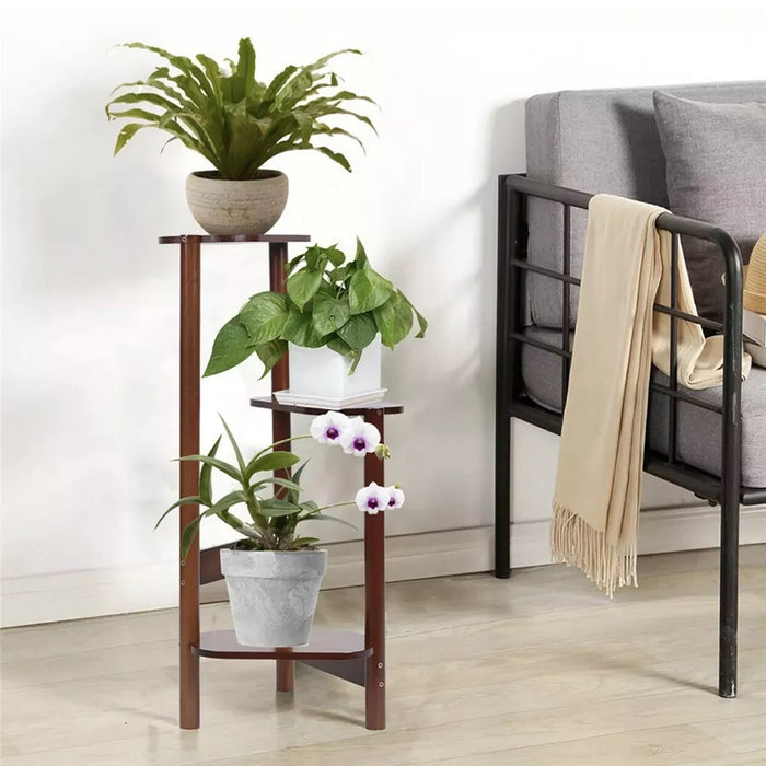 Vibe Geeks 3 Tier Bamboo Corner Plant Stand Simplicity Flower Pot Holder Shelf