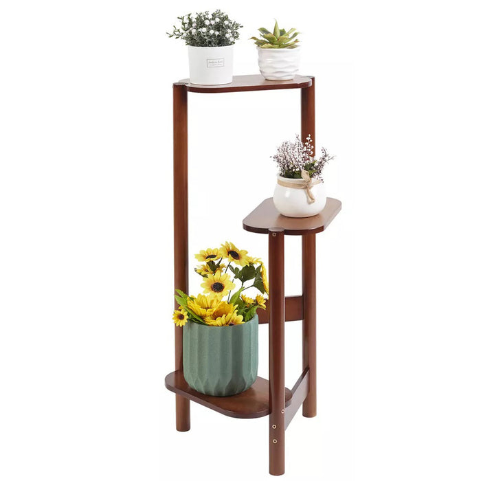 Vibe Geeks 3 Tier Bamboo Corner Plant Stand Simplicity Flower Pot Holder Shelf