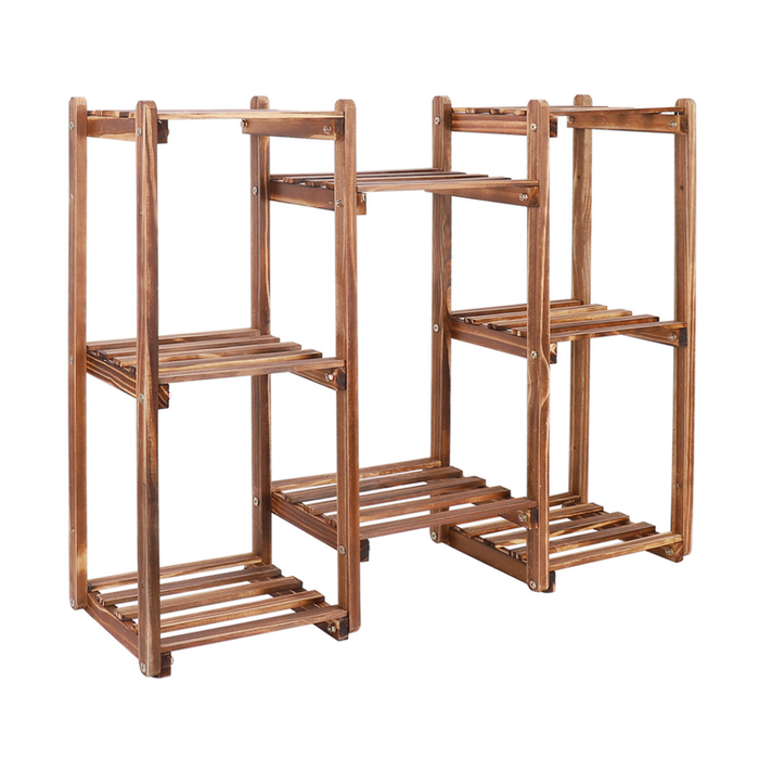 Vibe Geeks 8-Tier Bamboo Plant Stand For Indoor And Outdoor Displays