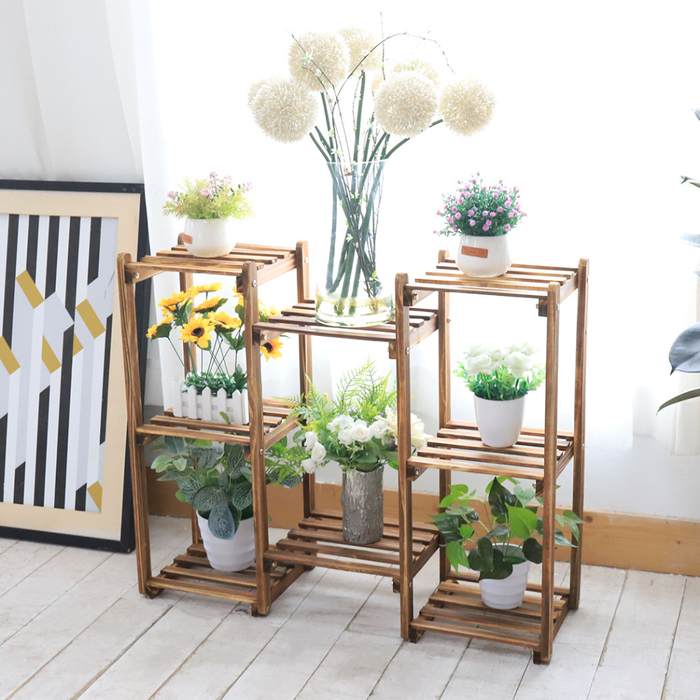 Vibe Geeks 8-Tier Bamboo Plant Stand For Indoor And Outdoor Displays