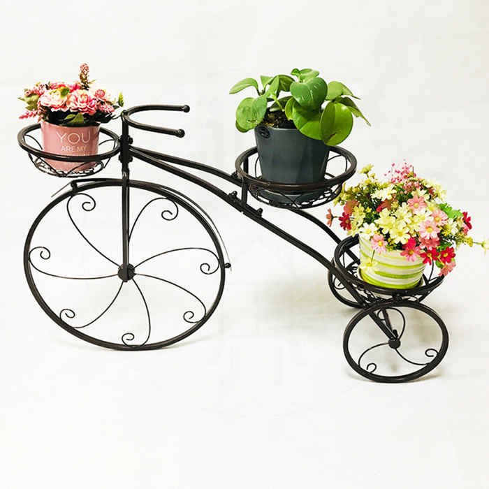 Vibe Geeks 3-Tier Bicycle Plant Stand Wrought Iron Tricycle Planter