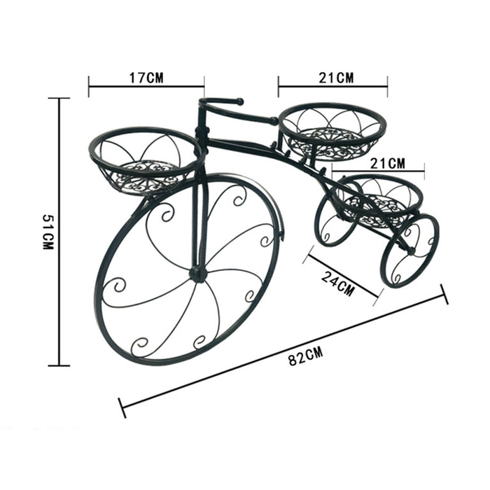 Vibe Geeks 3-Tier Bicycle Plant Stand Wrought Iron Tricycle Planter