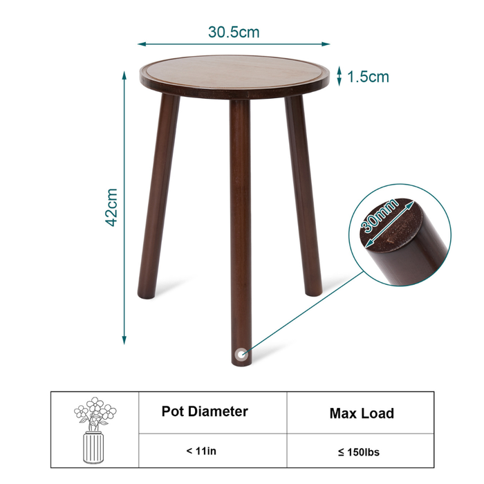 Vibe Geeks 2Pcs Small Side Table Round Wood Plant Stand Flower Pots