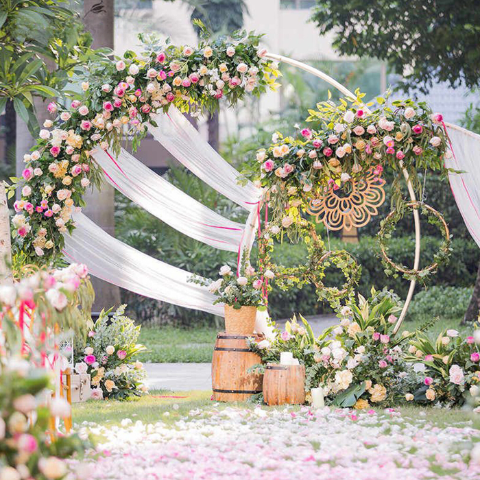 Vibe Geeks 2.1M/2.4M Removable Round Wedding Arch Metal Backdrop Flower Frame