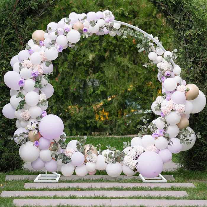 Vibe Geeks 2.1M/2.4M Removable Round Wedding Arch Metal Backdrop Flower Frame