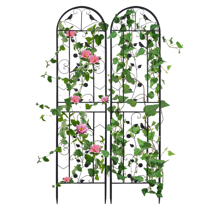 Vibe Geeks 2Pcs Metal Garden Trellis Fence Anti-Rust Climbing Plant Flower Panels