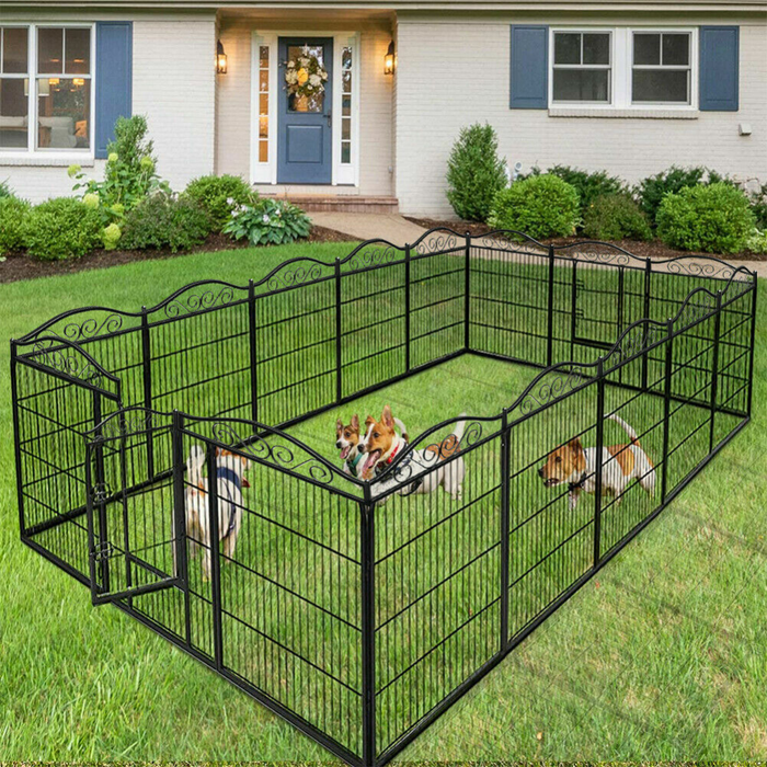 Vibe Geeks Foldable 8 Panels Pet Fence Heavy Duty Metal Dog Playpen