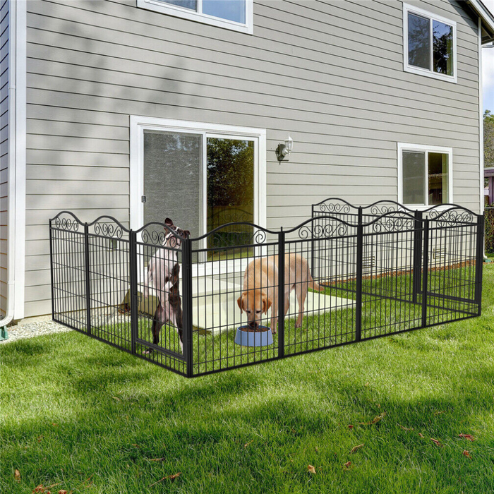 Vibe Geeks Foldable 8 Panels Pet Fence Heavy Duty Metal Dog Playpen