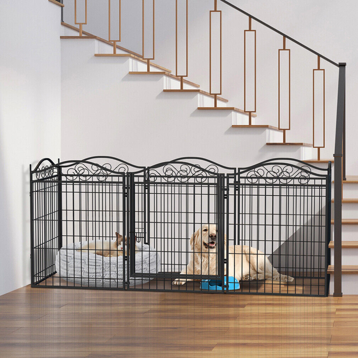 Vibe Geeks Foldable 8 Panels Pet Fence Heavy Duty Metal Dog Playpen