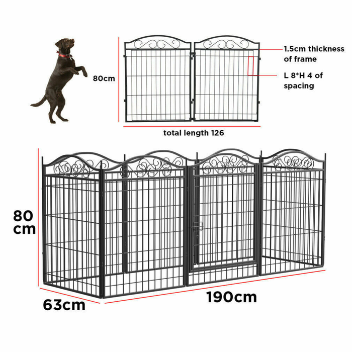 Vibe Geeks Foldable 8 Panels Pet Fence Heavy Duty Metal Dog Playpen