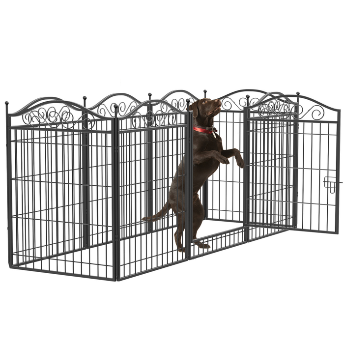 Vibe Geeks Foldable 8 Panels Pet Fence Heavy Duty Metal Dog Playpen