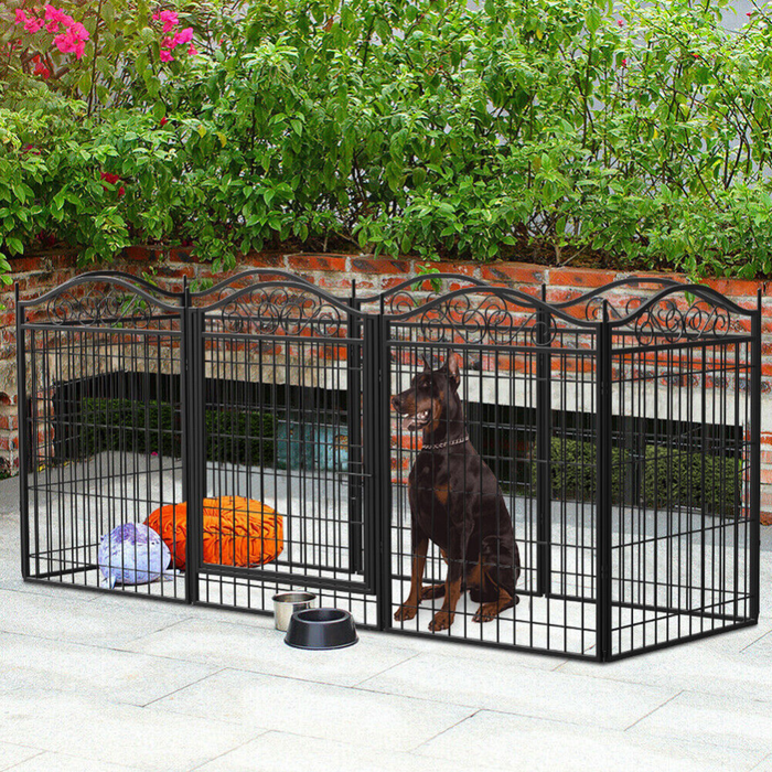 Vibe Geeks Foldable 8 Panels Pet Fence Heavy Duty Metal Dog Playpen