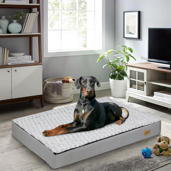 Vibe Geeks Gray Orthopedic Pet Calming Bed Soft Sponge Foam Base With Removable Cover