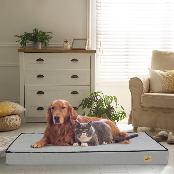 Vibe Geeks Gray Orthopedic Pet Calming Bed Soft Sponge Foam Base With Removable Cover