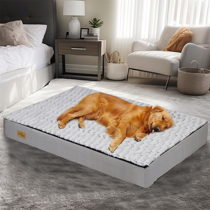 Vibe Geeks Gray Orthopedic Pet Calming Bed Soft Sponge Foam Base With Removable Cover