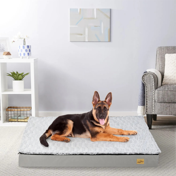 Vibe Geeks Gray Orthopedic Pet Calming Bed Soft Sponge Foam Base With Removable Cover