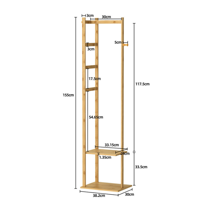 Vibe Geeks Garment Coat Clothes Stand Rack Hat Shoe Wooden Hanger Holder Shelf Organizer