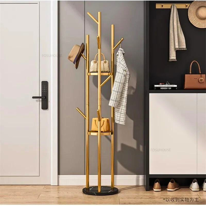 Vibe Geeks Heavy Duty Marble Coat Rack Stand Gold Metal Tall Clothes Rail Hanger