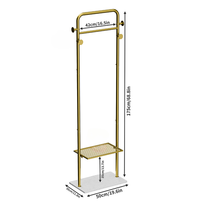 Vibe Geeks Heavy Duty Gold Pole Clothing Rack With Granite Stone Base