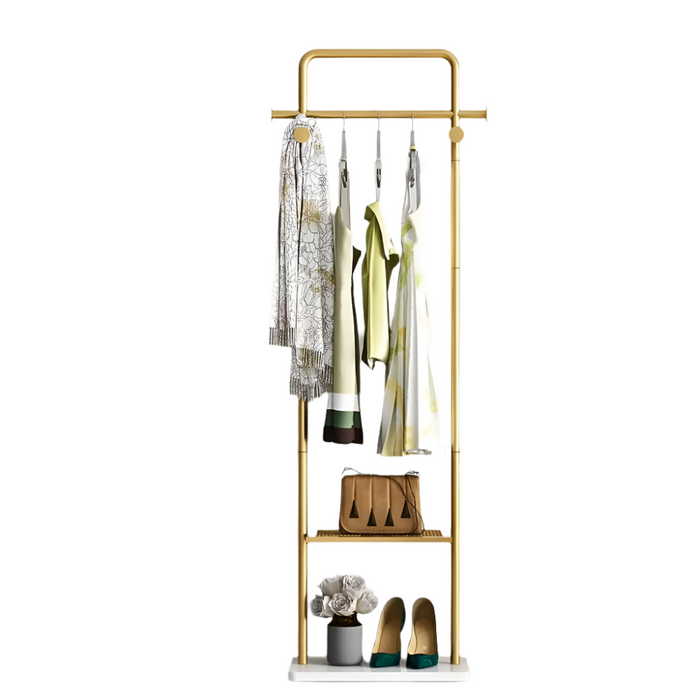 Vibe Geeks Heavy Duty Gold Pole Clothing Rack With Granite Stone Base