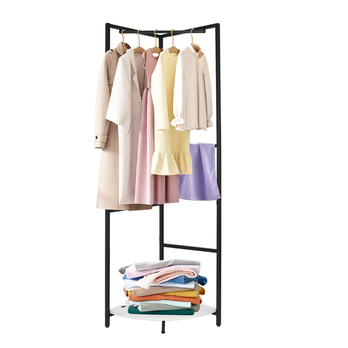 Vibe Geeks Corner Garment Rack Clothes Rail Wall Hanging Shelf