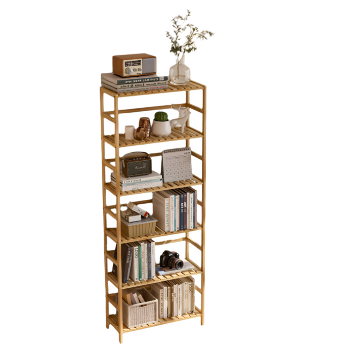 Vibe Geeks 6-Tier Bamboo Storage Rack Shelving Bookshelf Plant Flower Stand