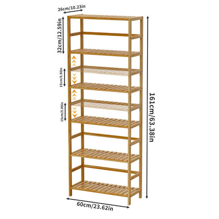 Vibe Geeks 6-Tier Bamboo Storage Rack Shelving Bookshelf Plant Flower Stand