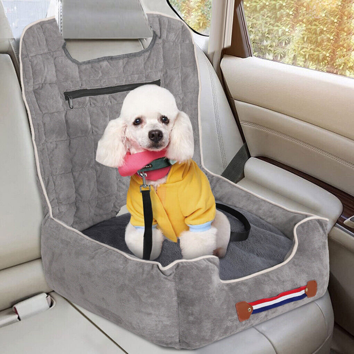 Vibe Geeks Anti-Slip Pet Booster Seat With Storage Pockets And Safety Leash