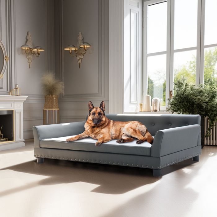 Vibe Geeks Luxurious Elevated Dog Bed Sofa With Microfiber Leather Cover