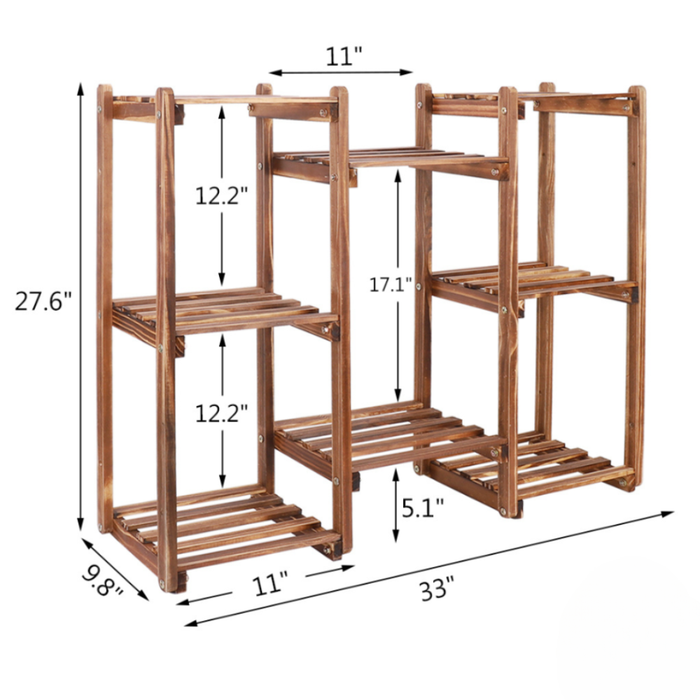 Vibe Geeks 8-Tier Bamboo Plant Stand For Indoor And Outdoor Displays