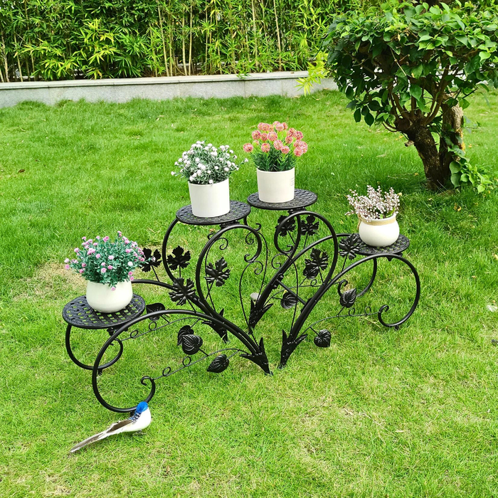 Vibe Geeks 2 Pcs Heart-Shape Metal Plant Stand Flower Pot