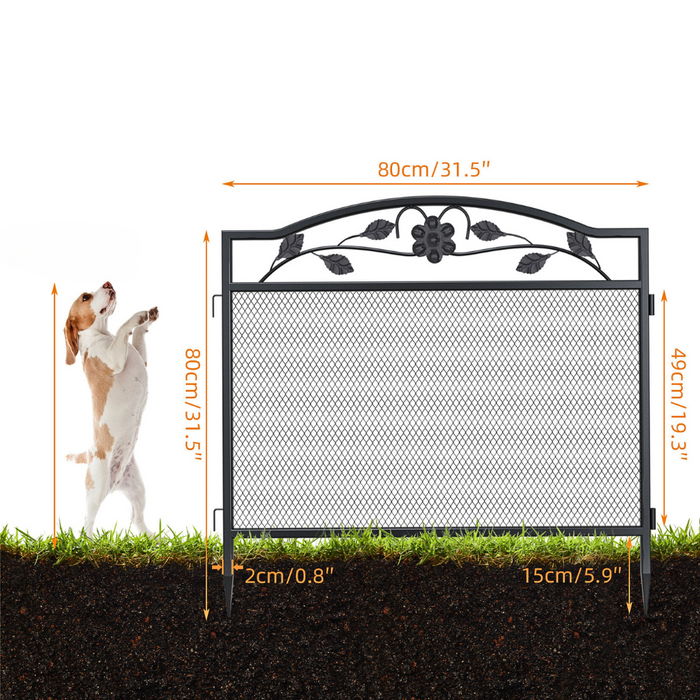 Vibe Geeks 5 Panel Garden Entry Path Fence Black Metal Garden Barrier Border