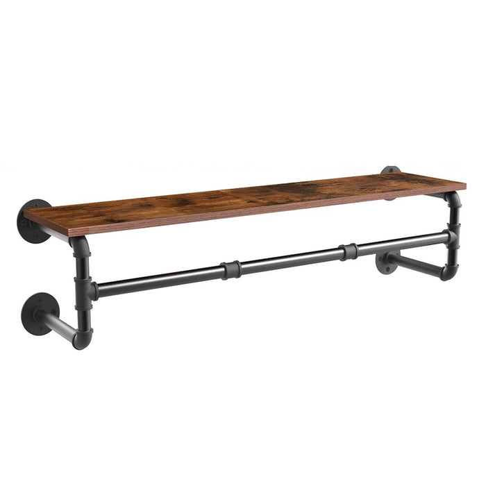 Vibe Geeks Industrial Pipe Clothes Rack With Top Shelf Coat Hanger