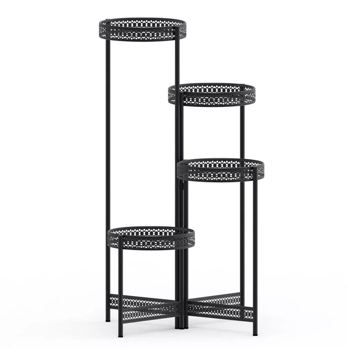 Vibe Geeks 4 Tier Metal Flower Pot Rack Corner Shelving Storage Shelf