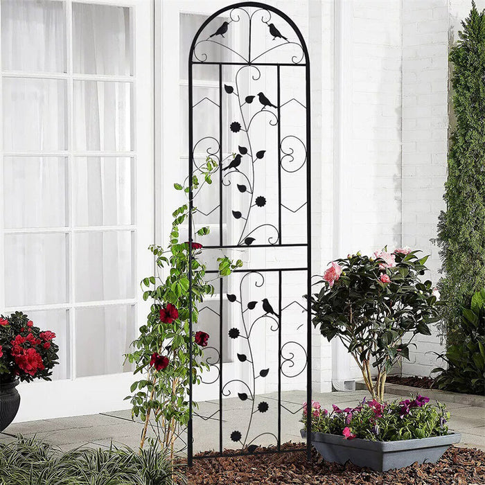 Vibe Geeks 2Pcs Metal Garden Trellis Fence Anti-Rust Climbing Plant Flower Panels