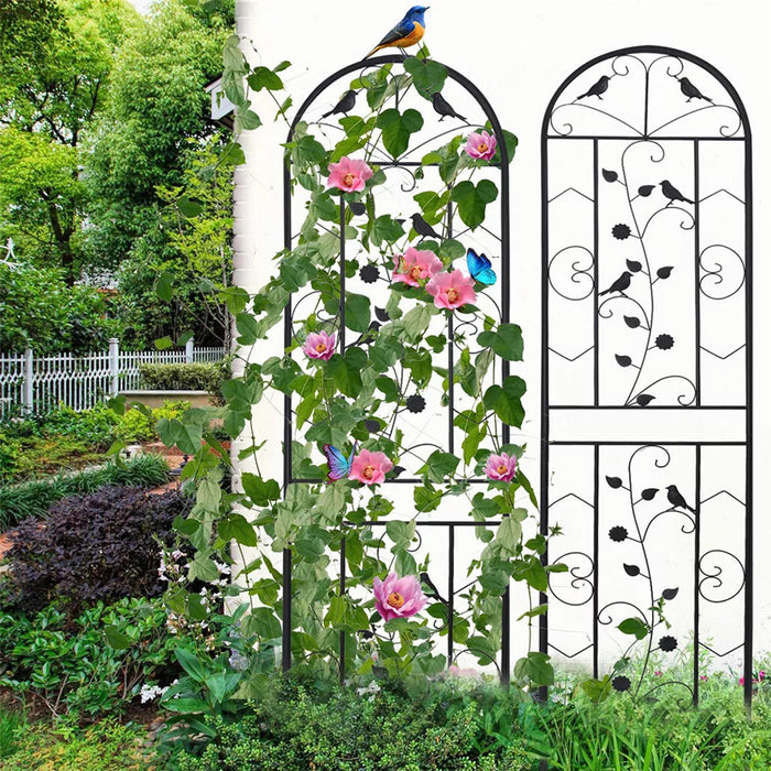 Vibe Geeks 2Pcs Metal Garden Trellis Fence Anti-Rust Climbing Plant Flower Panels