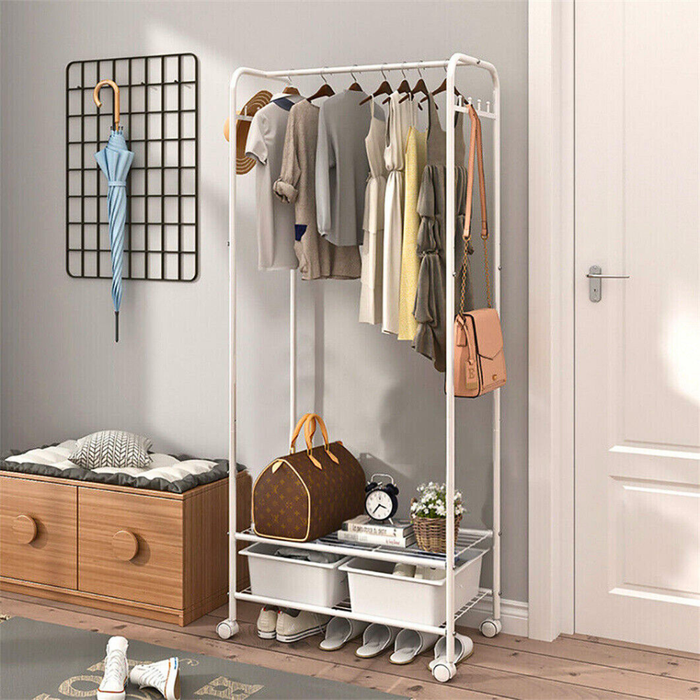 Vibe Geeks Heavy Duty Industrial Pipe Clothes Rack With Wheels