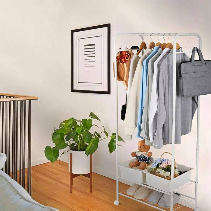 Vibe Geeks Heavy Duty Industrial Pipe Clothes Rack With Wheels