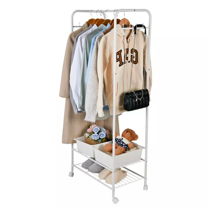 Vibe Geeks Heavy Duty Industrial Pipe Clothes Rack With Wheels