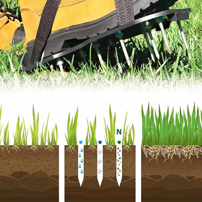 Vibe Geeks Garden Nail Shoes Yard Grass Cultivator Lawn Aerating Spikes Sandals With Adjustable Straps