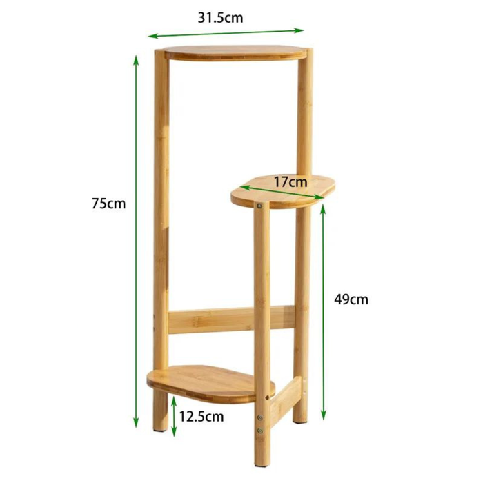 Vibe Geeks 3 Tier Bamboo Tall Corner Plant Rack Planter Stand Flower Pot Holder