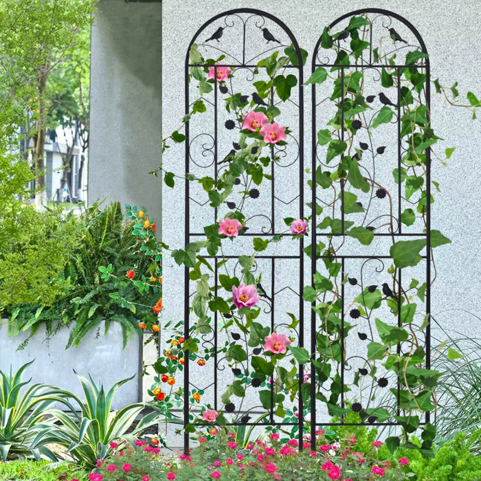 Vibe Geeks 2 Pack Garden Trellis Patio Metal Wire Lattices Grid Panels For Climbing Plants