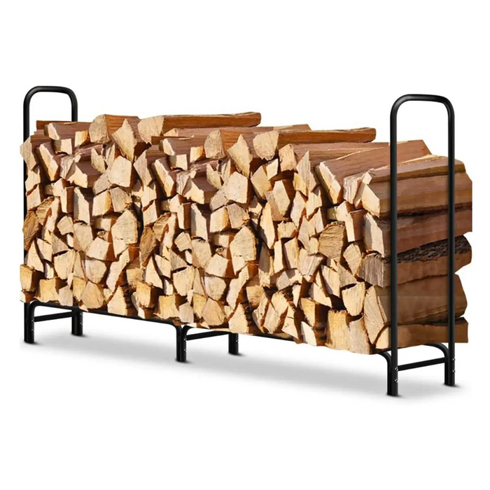 Vibe Geeks 8Ft Metal Firewood Rack Adjustable Outdoor Wood Stacker