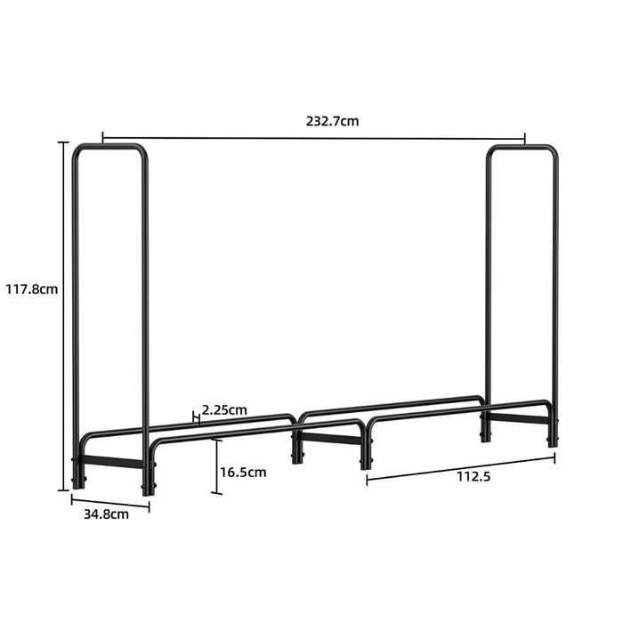Vibe Geeks 8Ft Metal Firewood Rack Adjustable Outdoor Wood Stacker