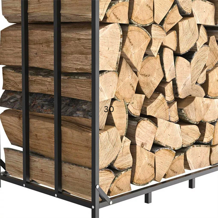 Vibe Geeks Heavy Duty Outdoor Firewood Storage Metal Log Rack With Top Cover