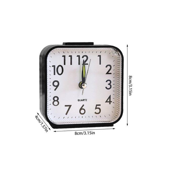 Vibe Geeks Mini Square Silent Alarm Clocks Non-Ticking Analog Quartz Clock With Led - Battery Power