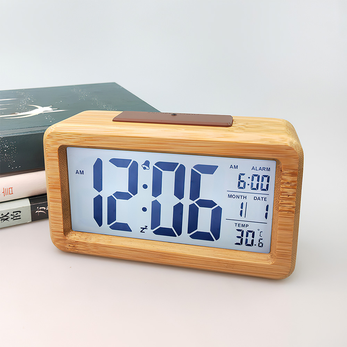 Vibe Geeks Wooden Digital Alarm Clock Snooze Display Bedside Desk Table Clock