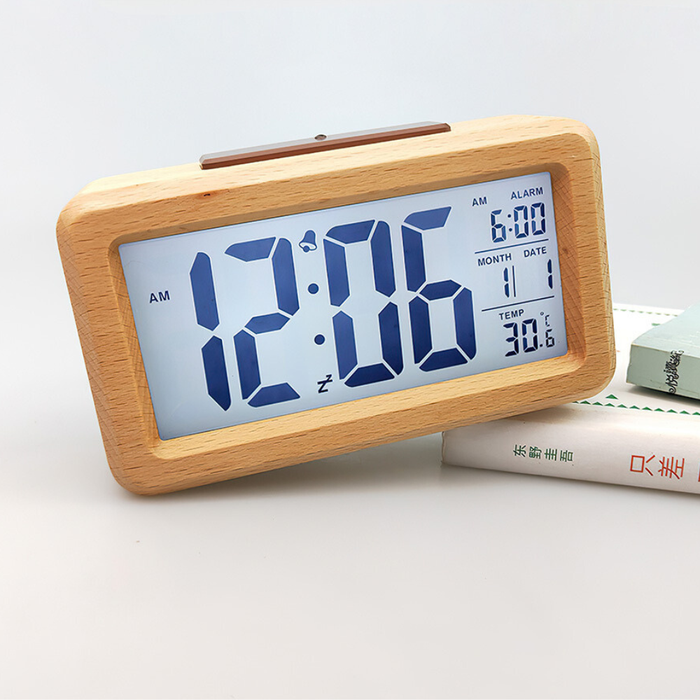 Vibe Geeks Wooden Digital Alarm Clock Snooze Display Bedside Desk Table Clock