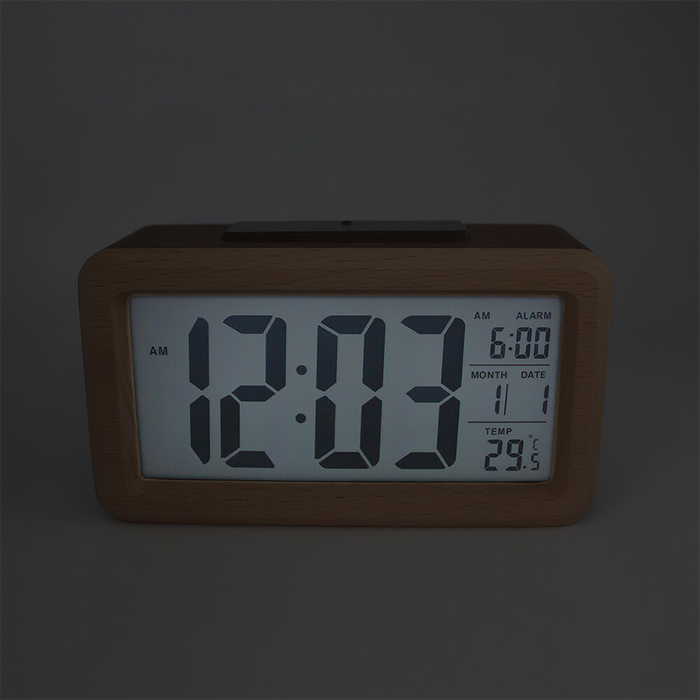 Vibe Geeks Wooden Digital Alarm Clock Snooze Display Bedside Desk Table Clock